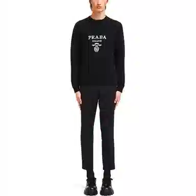 Prada SS21 Logo Knit Pullover Black