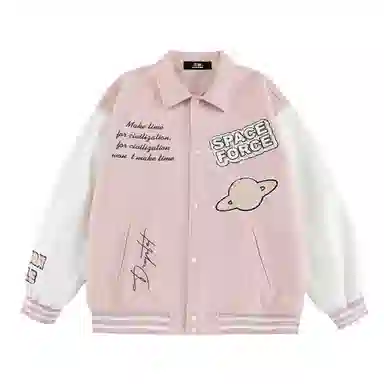 三体  战舰系列 美式复古高街潮牌拼接字母图案撞色简约基础款绣花多元素宽松休闲落肩袖飞行员教练学院风棒球服 男女同款