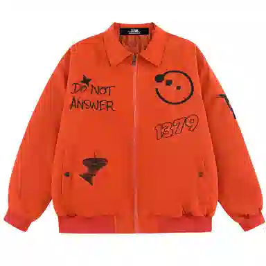 三体 红岸基地系列 美式复古简约宽松加厚保暖防水服趣味大绣花字母基础款拉链休闲翻领高街潮牌学生户外机能风棉服 男女同款