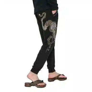 Oniarai Blue Wind Tiger Dragon Embroidered Joggers