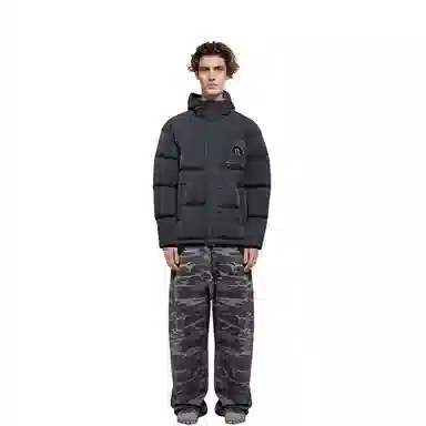 鸭鸭 字母刺绣连帽加厚羽绒服 男款