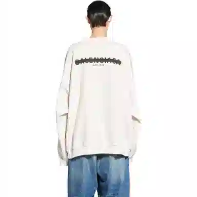 Balenciaga FW22 Logo Crewneck Sweatshirt Cream