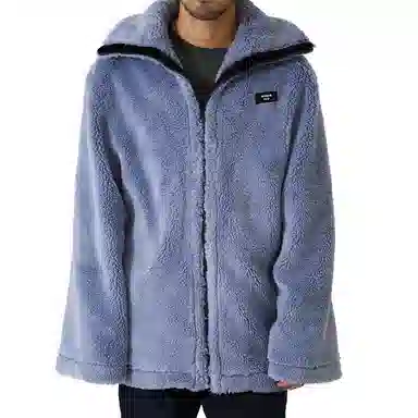 WE11DONE Blue Faux Fur Jacket