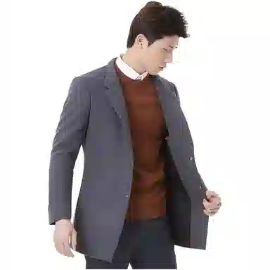 才子 纯色保暖中长款商务单排扣大衣 男款