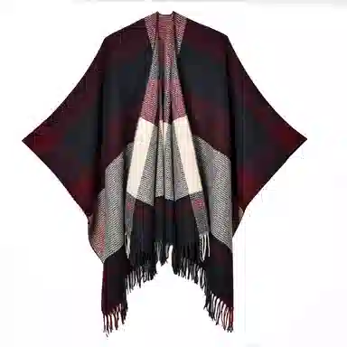 梦特娇 秋冬户外高级流苏波浪纹 披肩 女款