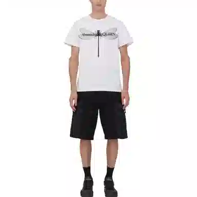 Alexander McQueen Dragonfly T-Shirt In WhiteBlack T