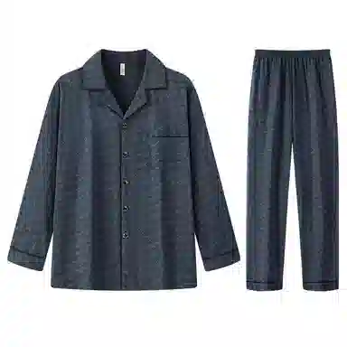 兰缪 休闲舒适亲肤长袖长裤家居服睡衣套装 男款 藏青色