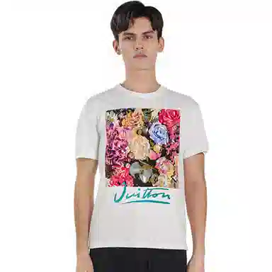 Louis Vuitton FW22 Floral Lettering Tee White