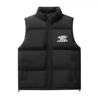 三体 不要回答系列 美式复古简约纯色基础款字母印花立领宽松休闲厚款保暖百搭舒适户外城市风马甲 男女同款