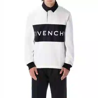 Givenchy Letter Print Polo Shirt White