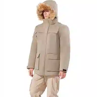 探路者 纯色连帽加厚防风保暖羽绒服 男款