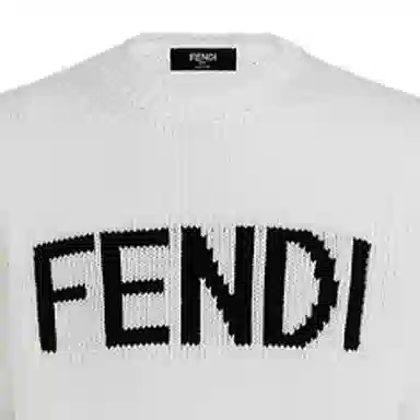 Fendi Logo Wool Pullover Sweater White