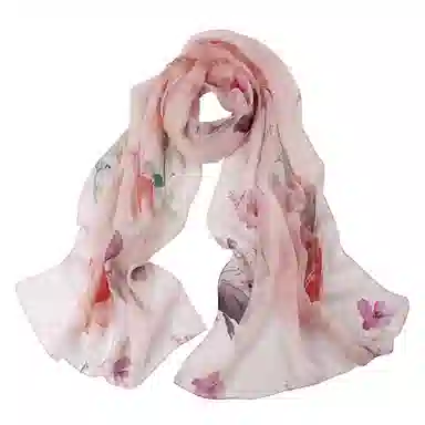 上海故事 春花秋月喷绘真丝长巾 桑蚕丝 丝巾 女款