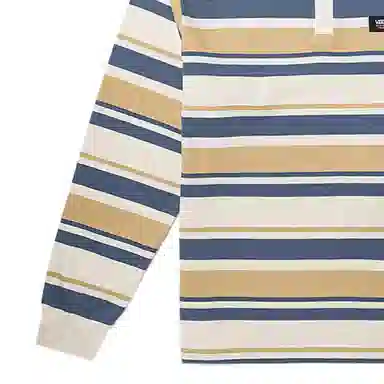 Vans Striped Long Sleeve Polo Shirt Off White