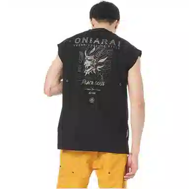 鬼洗 鬼头印花凉感简约无袖背心 男款