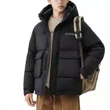 鸭鸭 字母印花短款连帽加厚羽绒服 男款