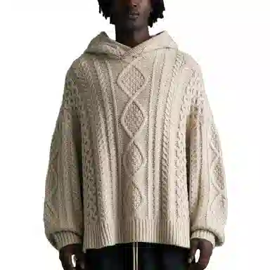 Fear of God Essentials FW23 Cable Knit Hoodie Silver Cloud