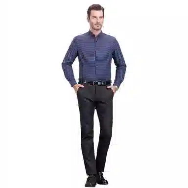 恒源祥 格子含羽绒加绒加厚长袖衬衫 男款