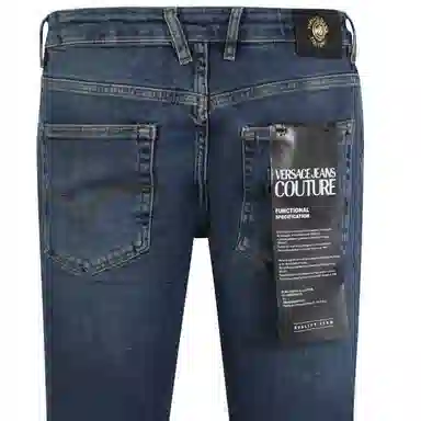 Versace Jeans Couture FW23 Logo Washed Button Jeans Blue