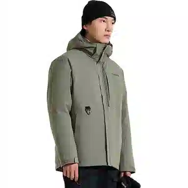 探路者 户外防风保暖防水透湿三合一冲锋衣 男款 灰绿