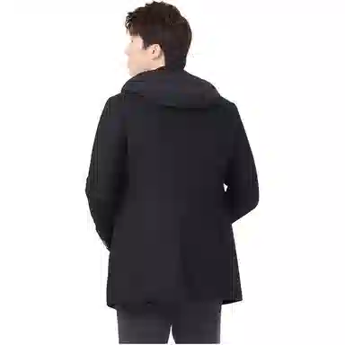 才子 纯色保暖中长款商务单排扣大衣 男款