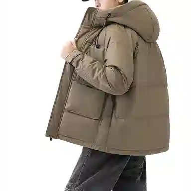 鸭鸭 字母印花短款连帽加厚羽绒服 男款