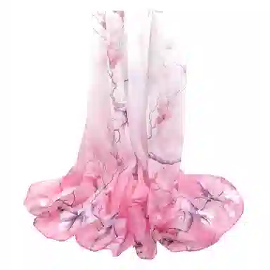 上海故事 春花秋月喷绘真丝长巾 桑蚕丝 丝巾 女款