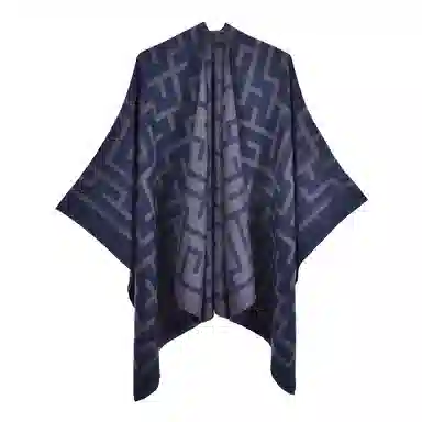 梦特娇 户外防风保暖高级双面双色混色几何图形百搭 披肩 女款