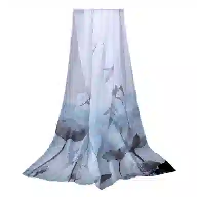 上海故事 春花秋月喷绘真丝长巾 桑蚕丝 丝巾 女款