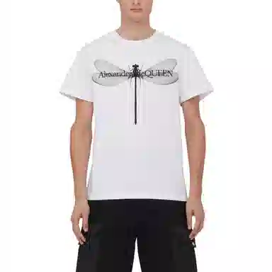 Alexander McQueen Dragonfly T-Shirt In WhiteBlack T