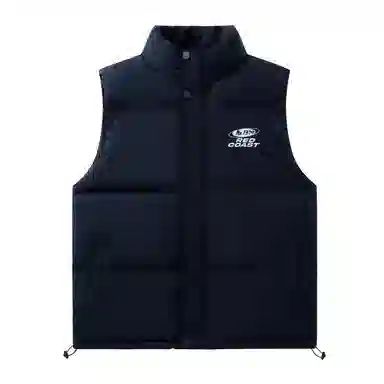 三体 不要回答系列 美式复古简约纯色基础款字母印花立领宽松休闲厚款保暖百搭舒适户外城市风马甲 男女同款