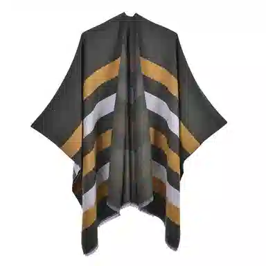 梦特娇 户外防风保暖高级双面双色混色几何图形百搭 披肩 女款