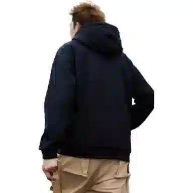 中国李宁 纯色印花汉字连帽长袖卫衣 男女同款 黑色