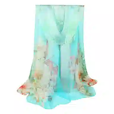 上海故事 春花秋月喷绘真丝长巾 桑蚕丝 丝巾 女款