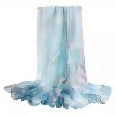 上海故事 春花秋月喷绘真丝长巾 桑蚕丝 丝巾 女款