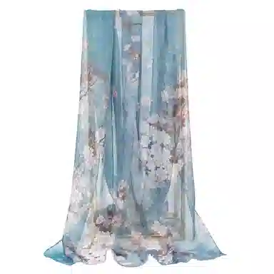 上海故事 春花秋月喷绘真丝长巾 桑蚕丝 丝巾 女款