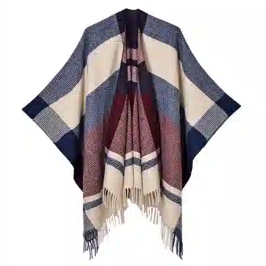 梦特娇 秋冬户外高级流苏波浪纹 披肩 女款