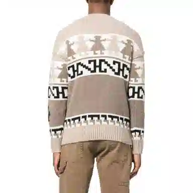 DSQUARED2 FW22 Jacquard Knit Sweater Khaki