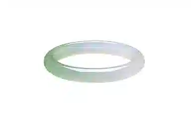 周六福 半山半水浅白绿宽条新中式国风送女友礼物 玉髓 手镯 女款