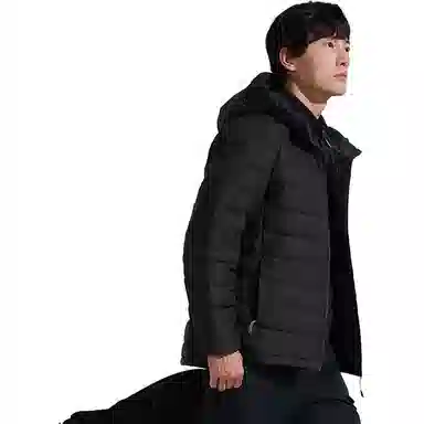 探路者 户外保暖防泼水羽绒服 男款 黑色