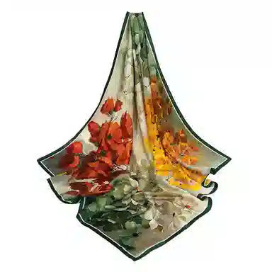 上海故事 加大真丝大方巾 桑蚕丝 丝巾 女款 温婉花意