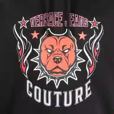 Versace Jeans Couture Logo Animal Print Hoodie Black