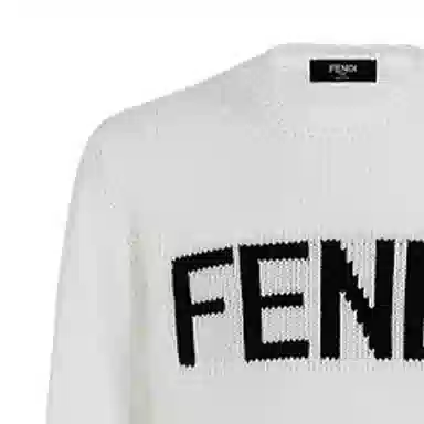 Fendi Logo Wool Pullover Sweater White