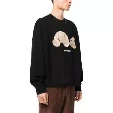 Palm Angels FW22 Bear Print Crewneck Sweatshirt Black