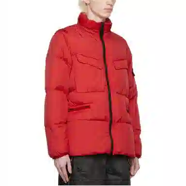 Stone Island Logo Puffer Jacket Red