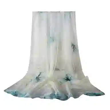 上海故事 春花秋月喷绘真丝长巾 桑蚕丝 丝巾 女款