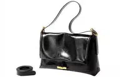 妙迪 新款时尚高级感 牛皮合成革 腋下包斜挎包单肩包 常规 女款 黑色