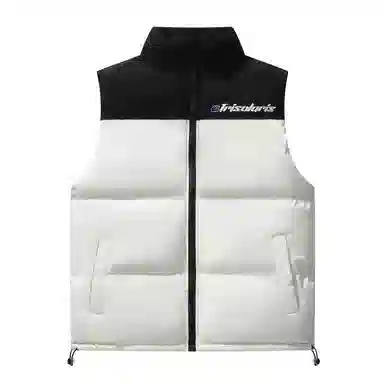 三体 末日之战系列 美式复古撞色拼接简约基础款字母印花宽松立领拉链休闲保暖厚款高街潮牌面包服城市风百搭无袖马甲 男女同款