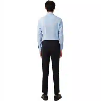 红豆 纯色方领弹力棉质商务休闲长袖衬衫 男款