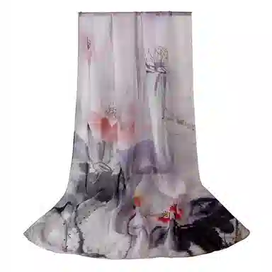 上海故事 春花秋月喷绘真丝长巾 桑蚕丝 丝巾 女款